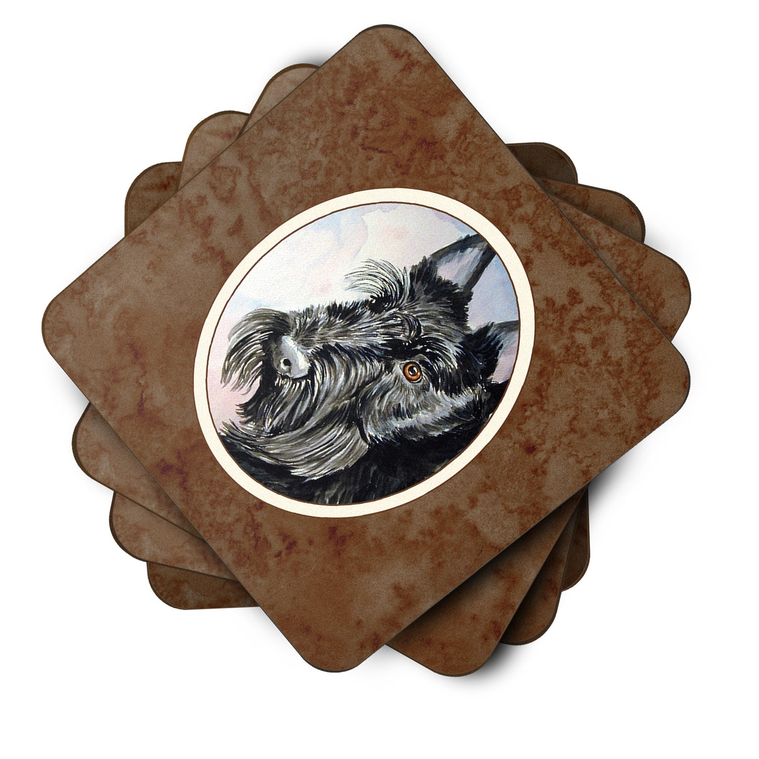 Scottish Terrier Foam Coasters Set of 4 Cup Coasters for Indoor Outdoor, Tabletop Protection, Anti Slip, Mouse pad Material