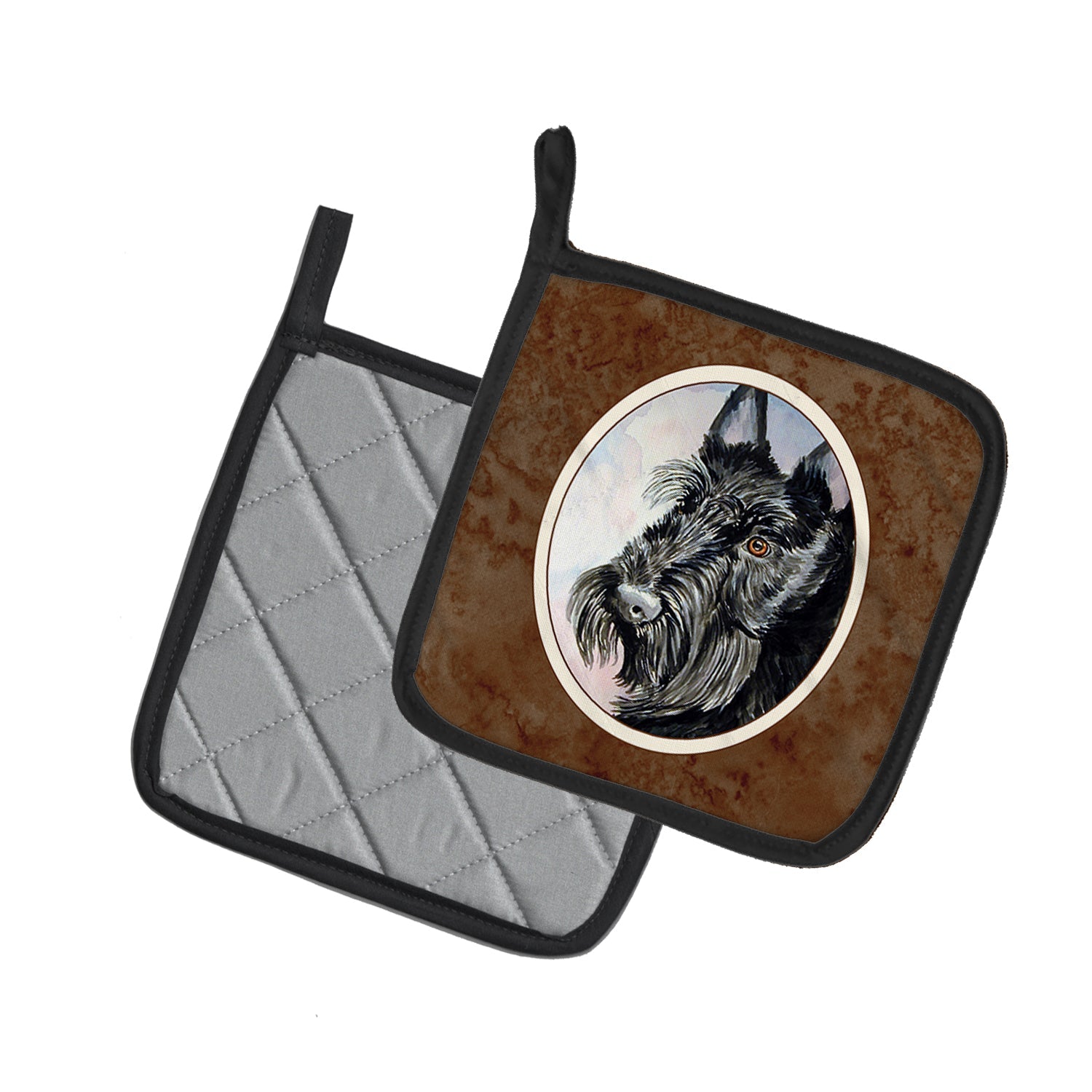 Scottish Terrier Pot Holder Set of 2 Heat Resistant Quilted Hot Pads 7.5 x 7.5 Inch, Insulated Kitchen Trivets for Cooking & Baking