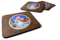 Snowman with Corgi Foam Coasters Set of 4 Cup Coasters for Indoor Outdoor, Tabletop Protection, Anti Slip, Mouse pad Material
