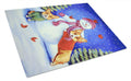 Snowman with Corgi Cutting Board Tempered Glass Kitchen Cutting Surface, Heat Resistant Chopping, Non-Slip Feet, Food Prep & Serving
