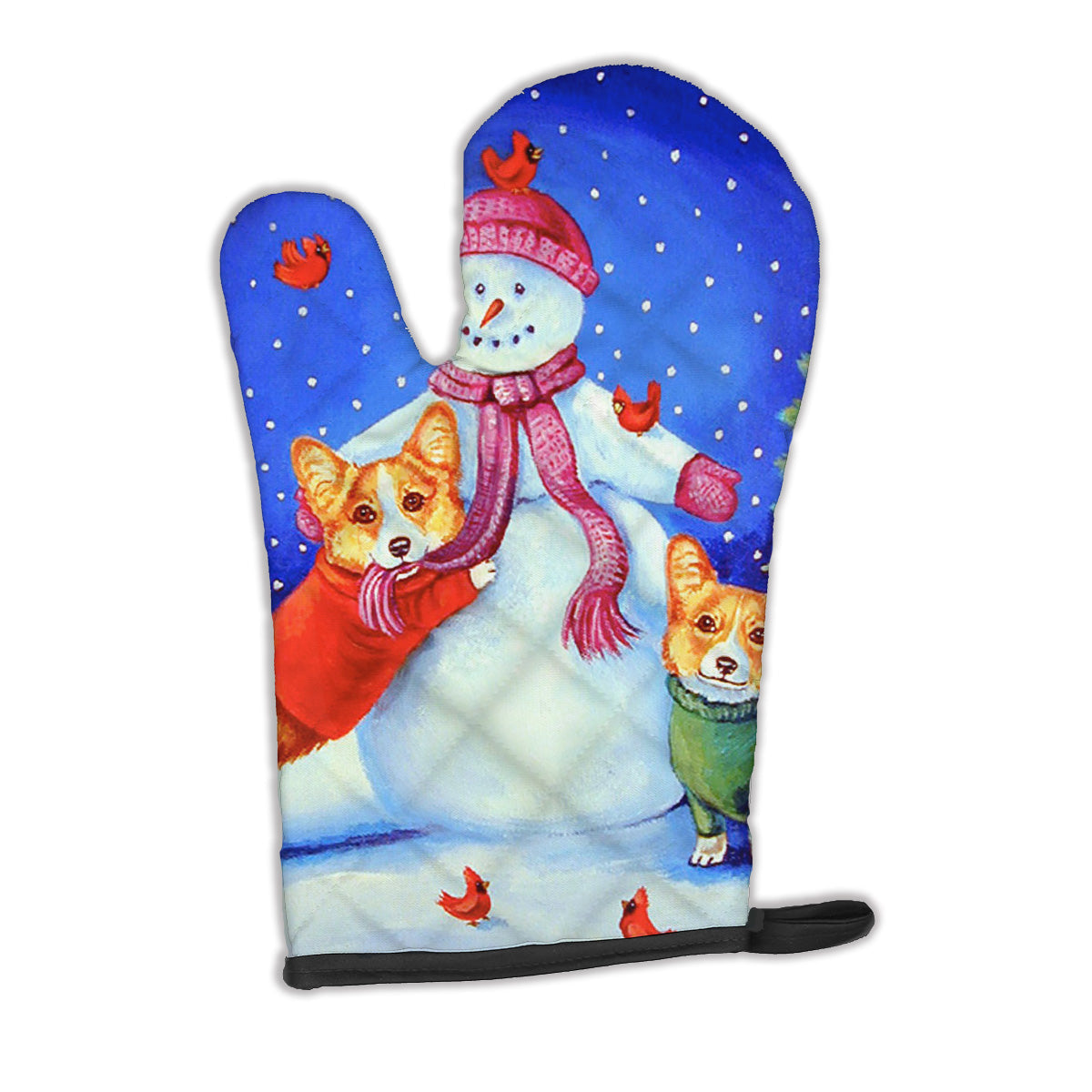 Snowman with Corgi Oven Mitt Heat Resistant Thick Oven Mitt for Hot Pans and Oven, Kitchen Mitt Protect Hands, Cooking Baking Glove