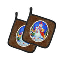 Snowman with Corgi Pot Holder Set of 2 Heat Resistant Quilted Hot Pads 7.5 x 7.5 Inch, Insulated Kitchen Trivets for Cooking & Baking