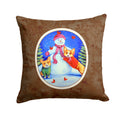 Snowman with Corgi Decorative Throw Pillow 14x14 Indoor Outdoor Accent Cushion, Fabric Cover with Insert for Sofa, Bed, Porch & Living Room