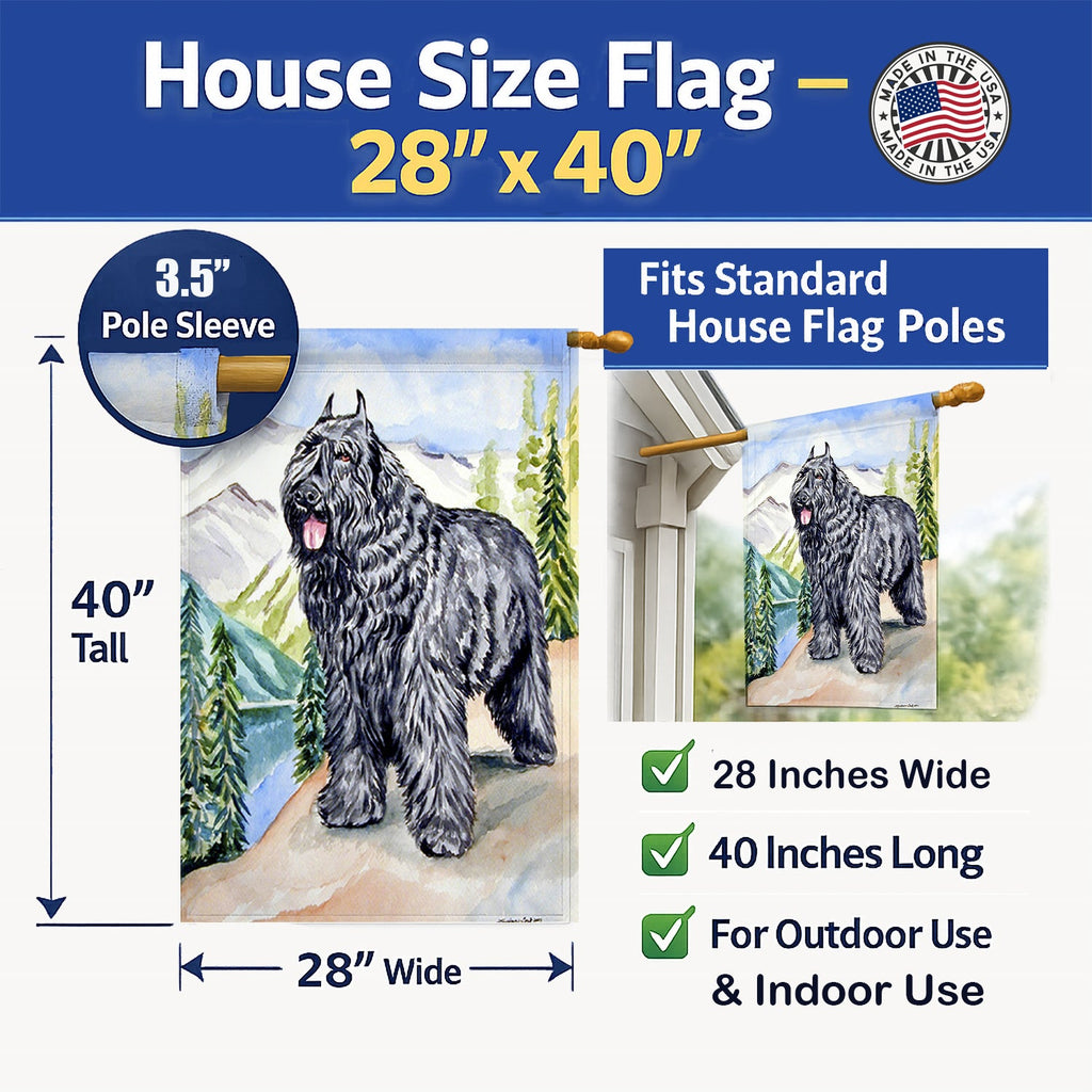 Bouvier des Flandres House Flag 28x40 Porch Sleeve Pole Decorative Outside Yard Banner Artwork Wall Hanging, Polyester
