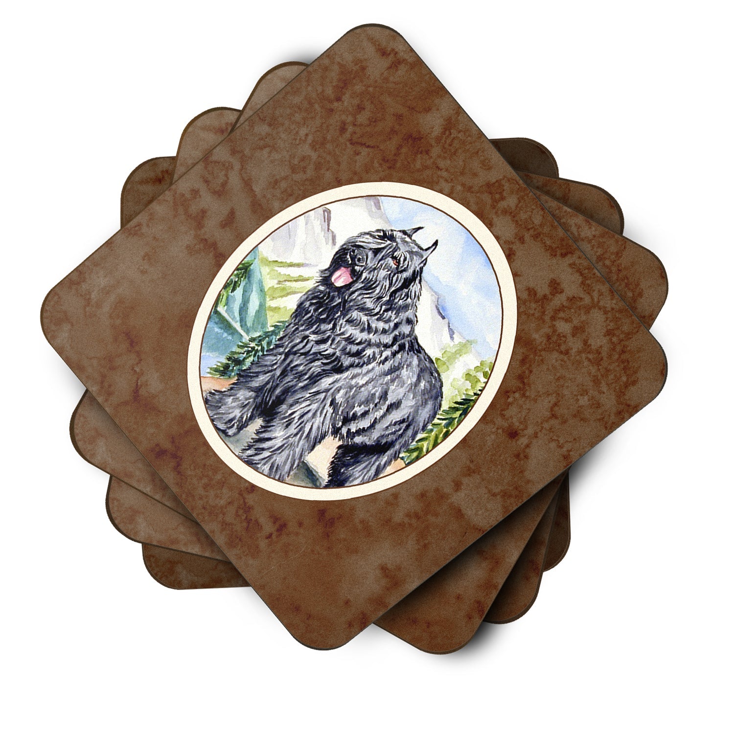 Bouvier des Flandres Foam Coasters Set of 4 Cup Coasters for Indoor Outdoor, Tabletop Protection, Anti Slip, Mouse pad Material