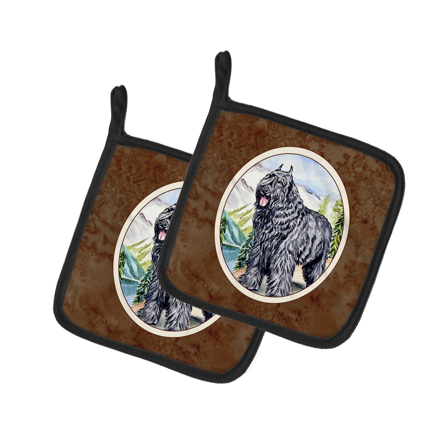Bouvier des Flandres Pot Holder Set of 2 Heat Resistant Quilted Hot Pads 7.5 x 7.5 Inch, Insulated Kitchen Trivets for Cooking & Baking