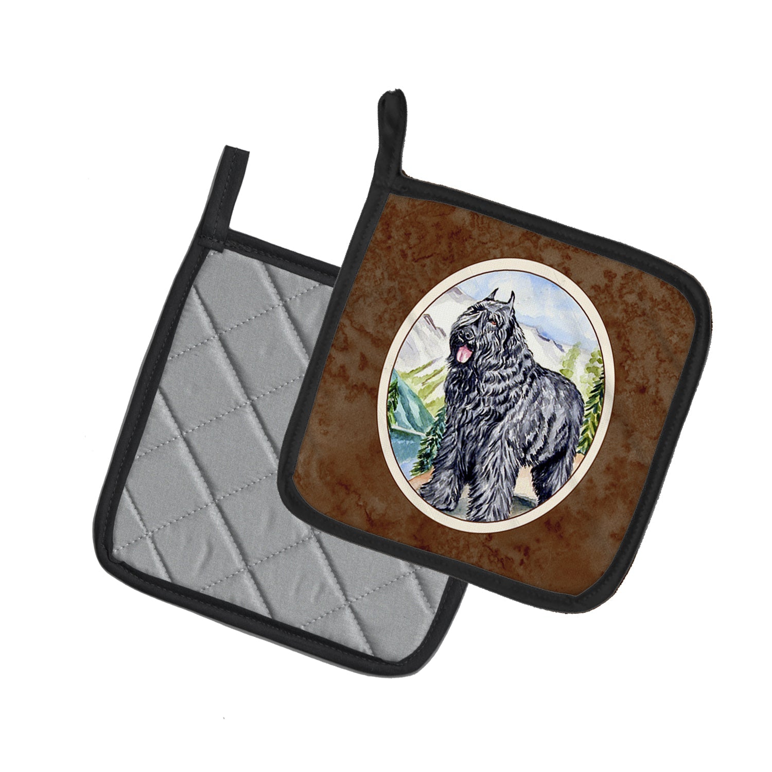 Bouvier des Flandres Pot Holder Set of 2 Heat Resistant Quilted Hot Pads 7.5 x 7.5 Inch, Insulated Kitchen Trivets for Cooking & Baking