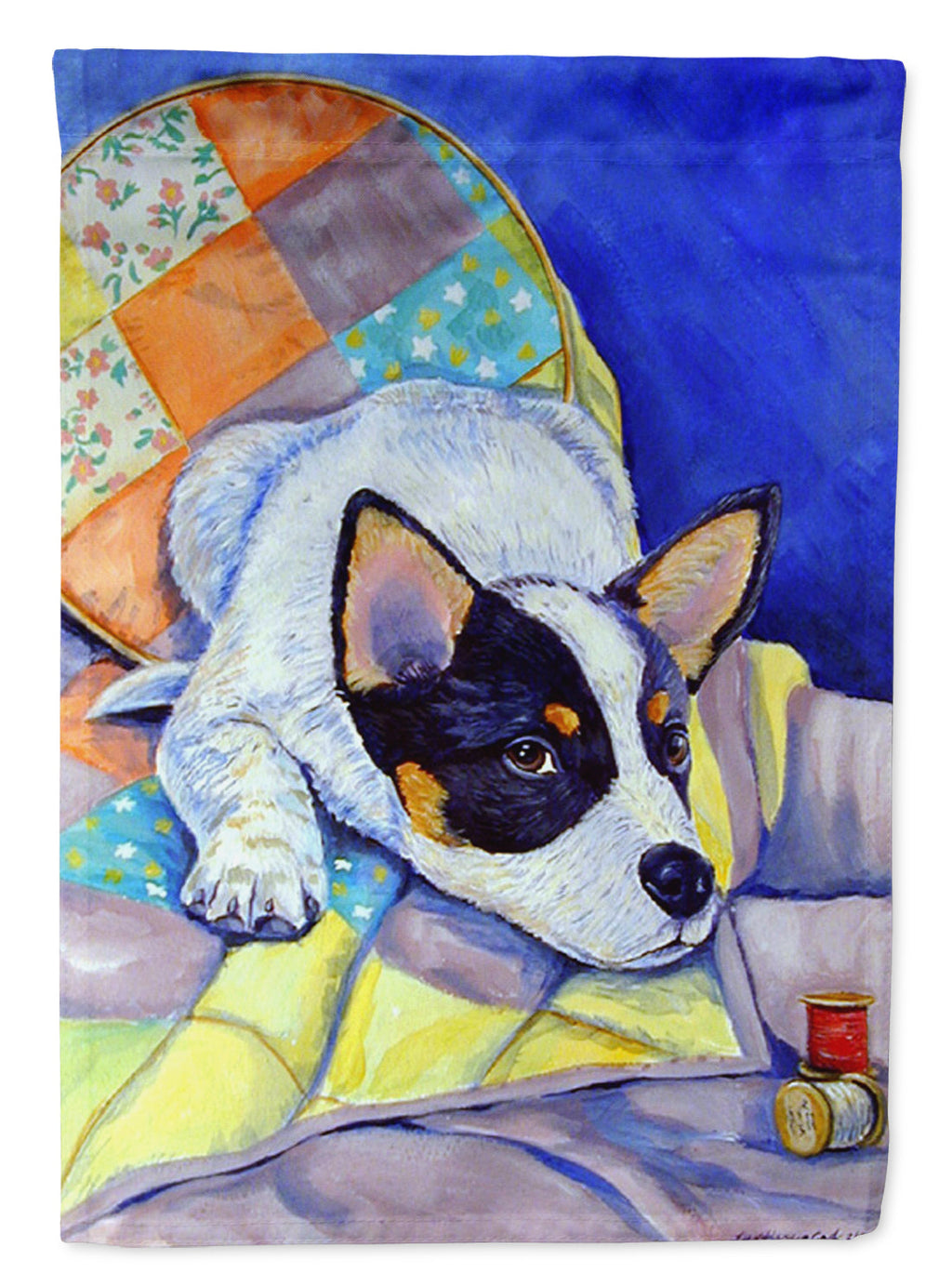 Australian Cattle Dog Sew Perfect House Flag 28x40 Porch Sleeve Pole Decorative Outside Yard Banner Artwork Wall Hanging, Polyester