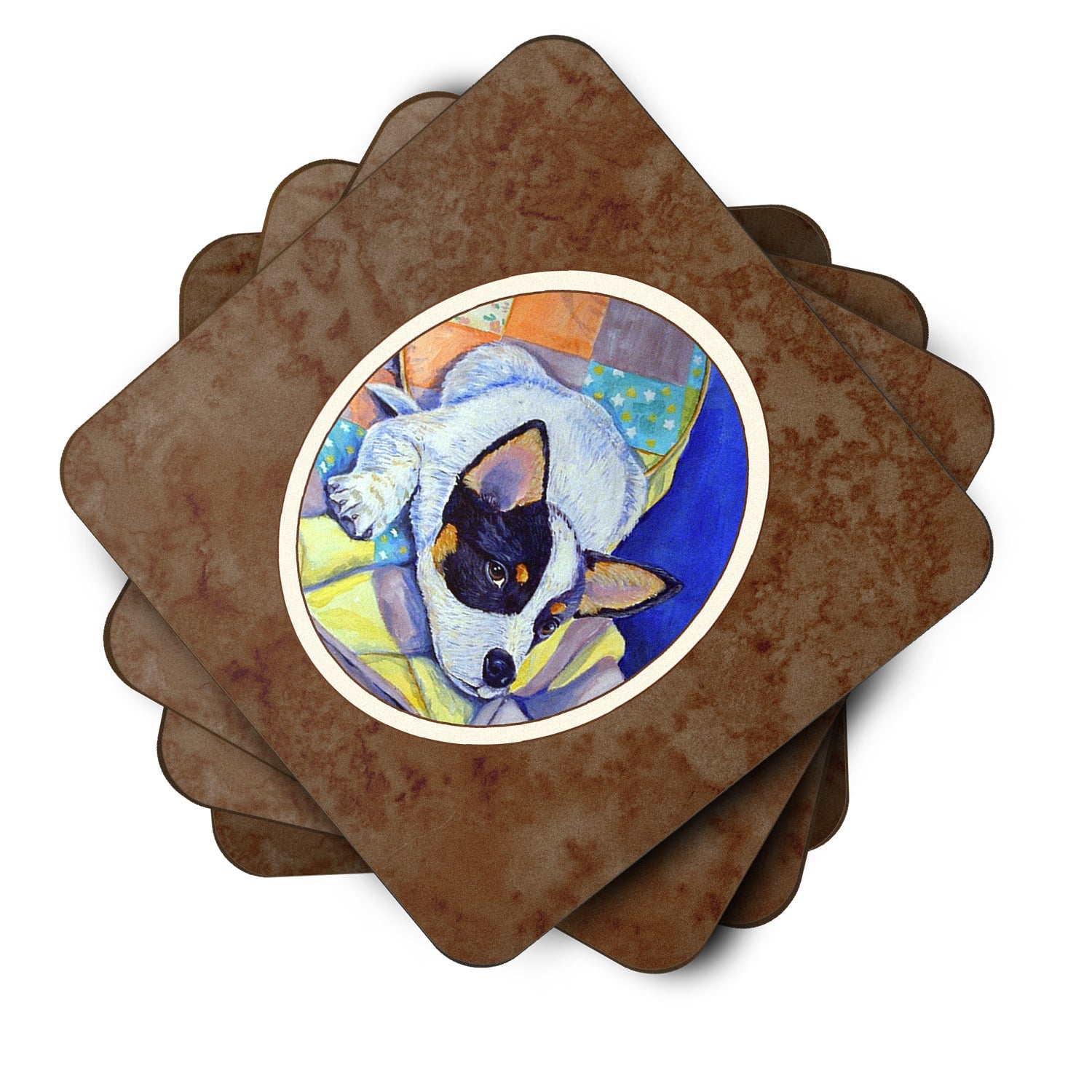 Australian Cattle Dog Sew Perfect Foam Coasters Set of 4 Cup Coasters for Indoor Outdoor, Tabletop Protection, Anti Slip, Mouse pad Material