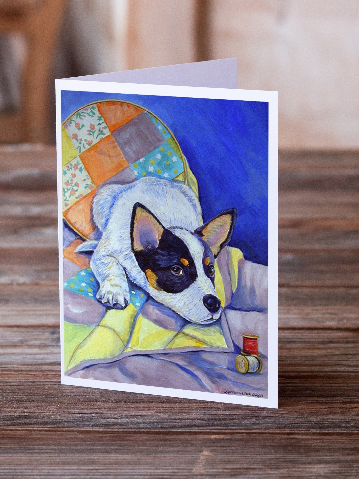Australian Cattle Dog Sew Perfect Greeting Cards Pack of 8 Blank Cards with Envelopes Whimsical A7 Size 5x7