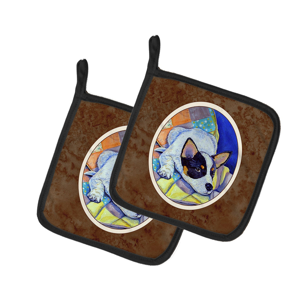 Australian Cattle Dog Sew Perfect Pot Holder Set of 2 Heat Resistant Quilted Hot Pads 7.5 x 7.5 Inch, Insulated Kitchen Trivets for Cooking & Baking