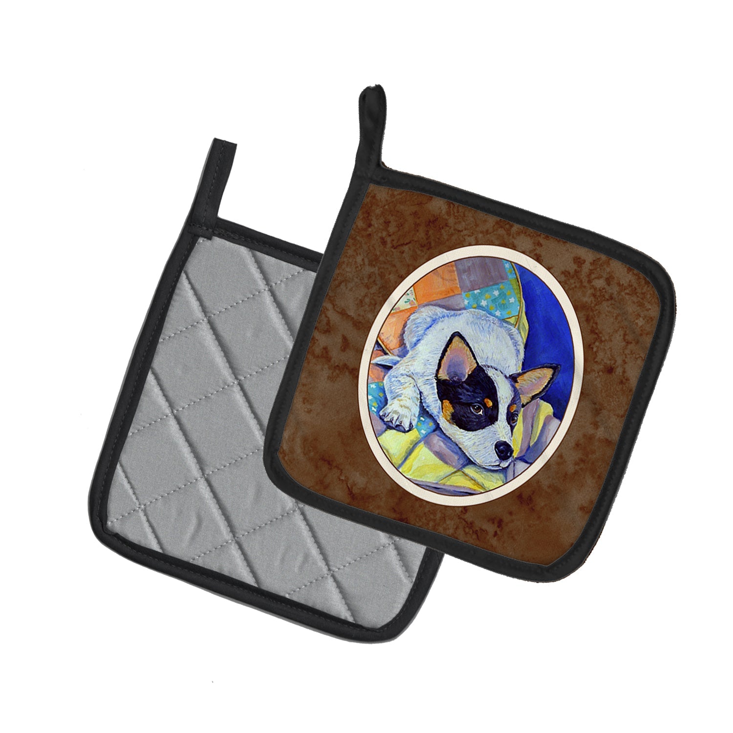 Australian Cattle Dog Sew Perfect Pot Holder Set of 2 Heat Resistant Quilted Hot Pads 7.5 x 7.5 Inch, Insulated Kitchen Trivets for Cooking & Baking