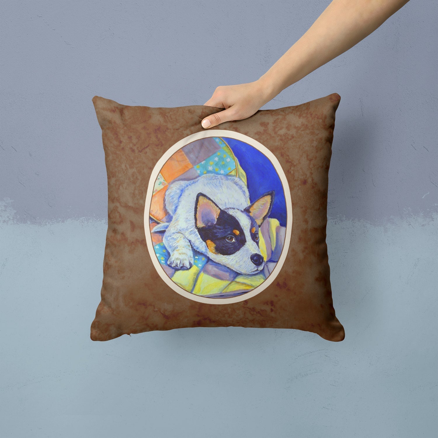 Australian Cattle Dog Sew Perfect Decorative Throw Pillow 14x14 Indoor Outdoor Accent Cushion, Fabric Cover with Insert for Sofa, Bed, Porch & Living Room