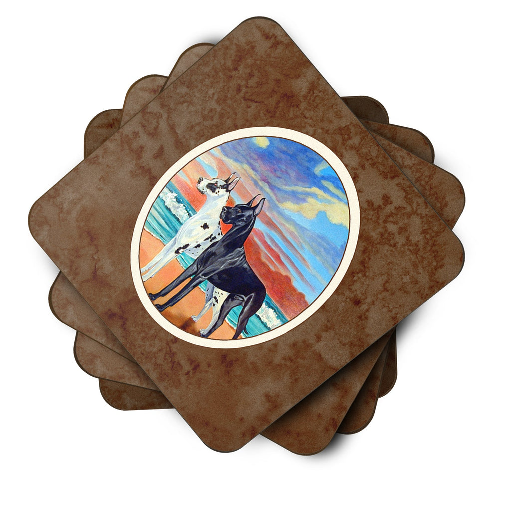 At sunset Great Dane Harlequin and Black Foam Coasters Set of 4 Cup Coasters for Indoor Outdoor, Tabletop Protection, Anti Slip, Mouse pad Material