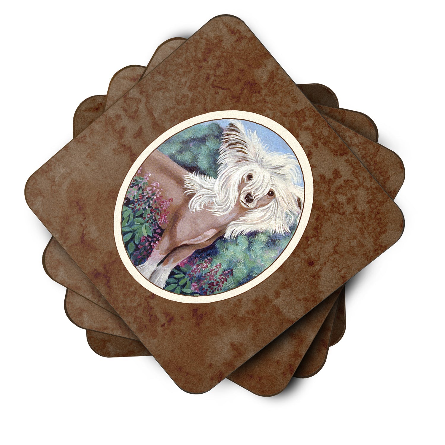 Chinese Crested Foam Coasters Set of 4 Cup Coasters for Indoor Outdoor, Tabletop Protection, Anti Slip, Mouse pad Material