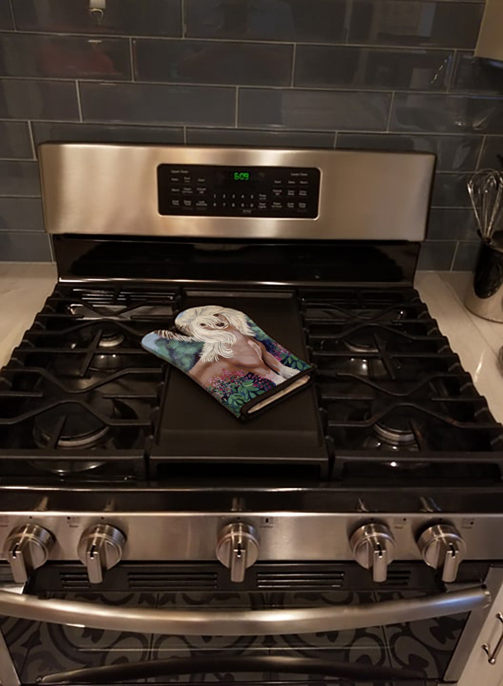 Chinese Crested Oven Mitt Heat Resistant Thick Oven Mitt for Hot Pans and Oven, Kitchen Mitt Protect Hands, Cooking Baking Glove