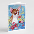 Chihuahua in flowers Greeting Cards Pack of 8 Blank Cards with Envelopes Whimsical A7 Size 5x7