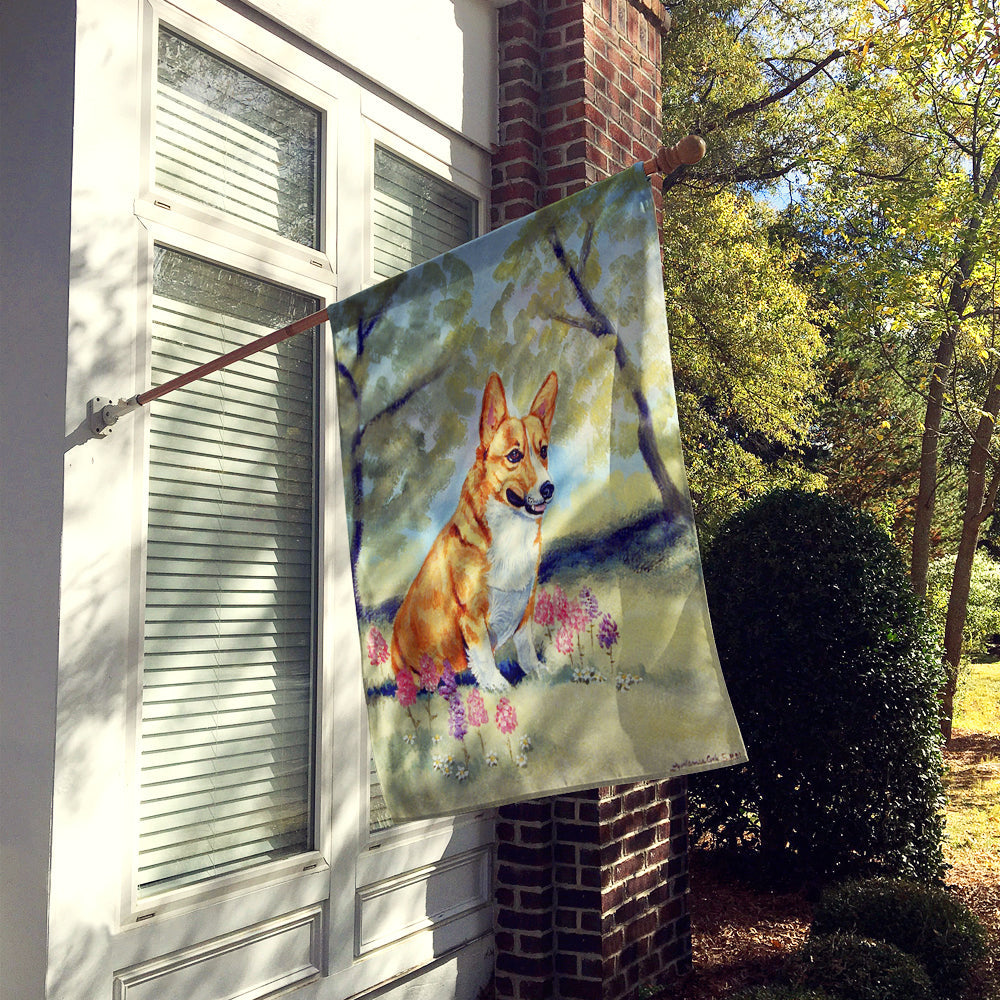 Corgi House Flag 28x40 Porch Sleeve Pole Decorative Outside Yard Banner Artwork Wall Hanging, Polyester