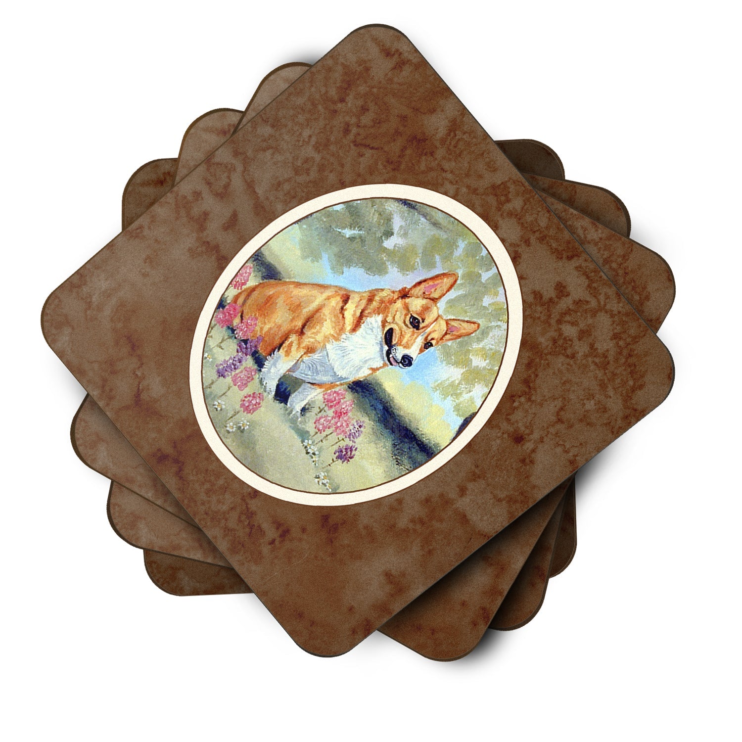 Corgi Foam Coasters Set of 4 Cup Coasters for Indoor Outdoor, Tabletop Protection, Anti Slip, Mouse pad Material