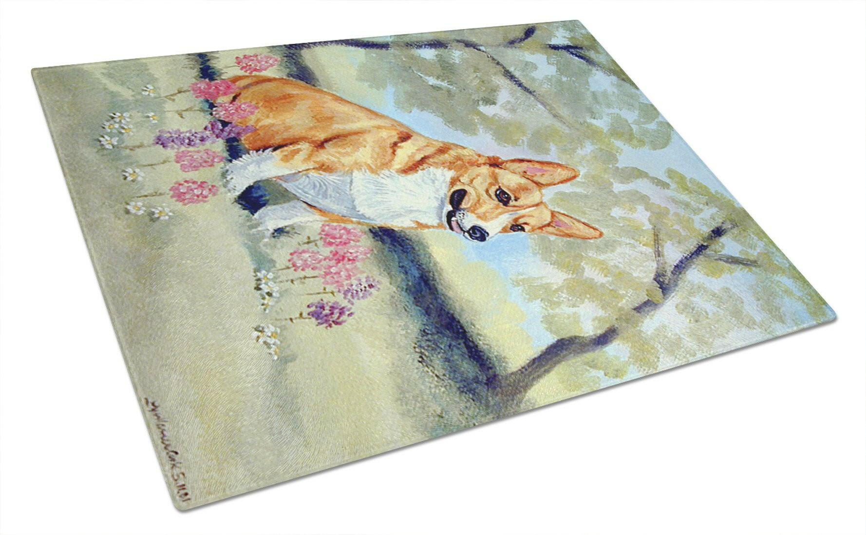 Corgi Cutting Board Tempered Glass Kitchen Cutting Surface, Heat Resistant Chopping, Non-Slip Feet, Food Prep & Serving