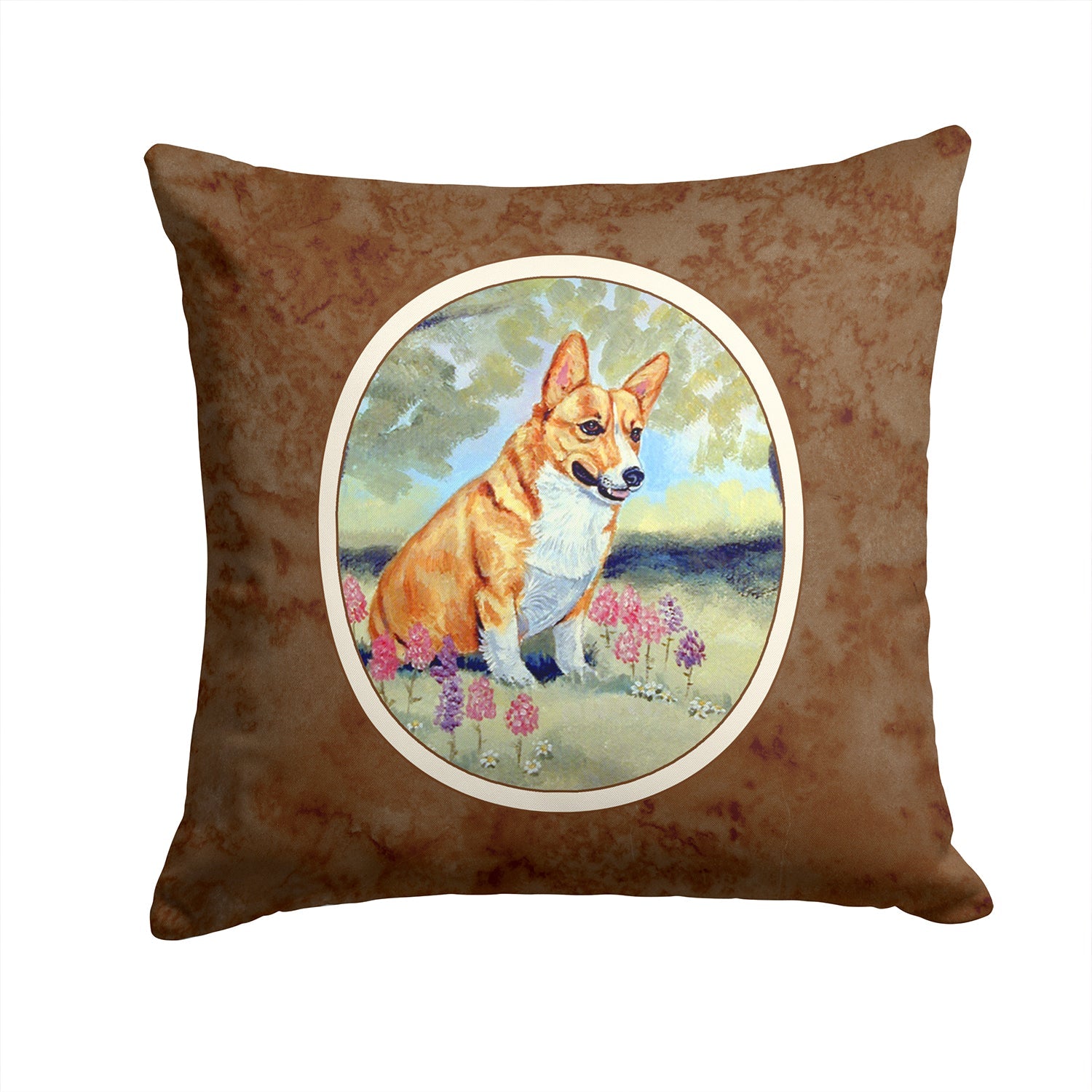 Corgi Decorative Throw Pillow 14x14 Indoor Outdoor Accent Cushion, Fabric Cover with Insert for Sofa, Bed, Porch & Living Room