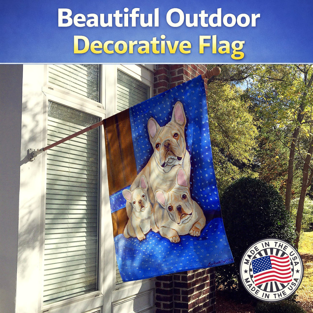 French Bulldog Momma's Love House Flag 28x40 Porch Sleeve Pole Decorative Outside Yard Banner Artwork Wall Hanging, Polyester
