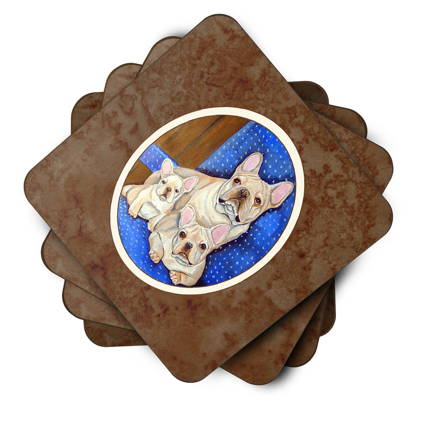 French Bulldog Momma's Love Foam Coasters Set of 4 Cup Coasters for Indoor Outdoor, Tabletop Protection, Anti Slip, Mouse pad Material