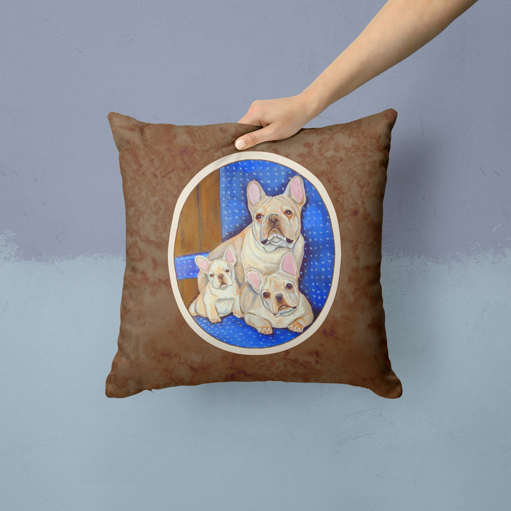 French Bulldog Momma's Love Decorative Throw Pillow 14x14 Indoor Outdoor Accent Cushion, Fabric Cover with Insert for Sofa, Bed, Porch & Living Room