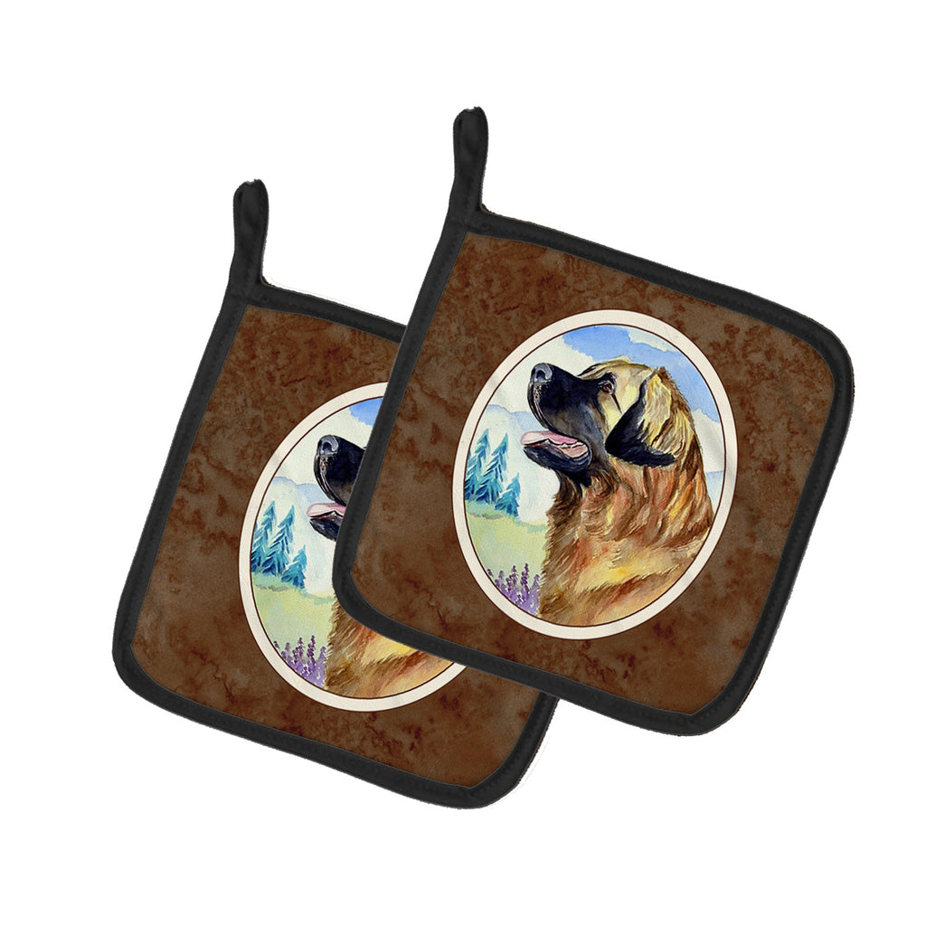 Leonberger Pot Holder Set of 2 Heat Resistant Quilted Hot Pads 7.5 x 7.5 Inch, Insulated Kitchen Trivets for Cooking & Baking