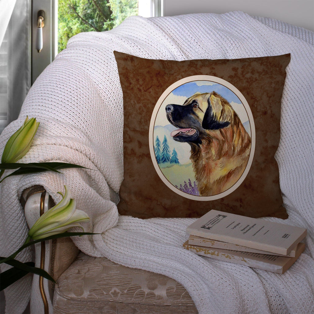 Leonberger Decorative Throw Pillow 14x14 Indoor Outdoor Accent Cushion, Fabric Cover with Insert for Sofa, Bed, Porch & Living Room