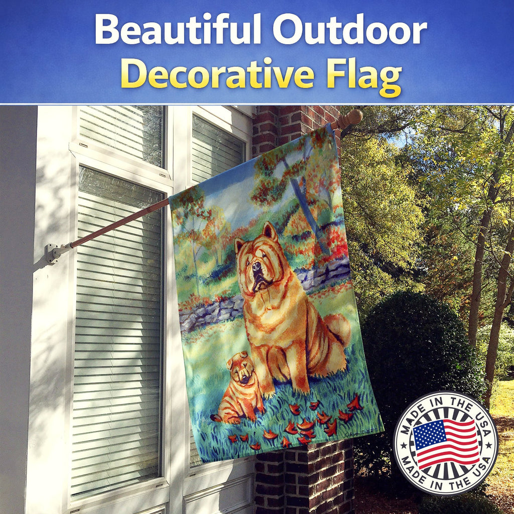 Chow Chow Momma's Love House Flag 28x40 Porch Sleeve Pole Decorative Outside Yard Banner Artwork Wall Hanging, Polyester