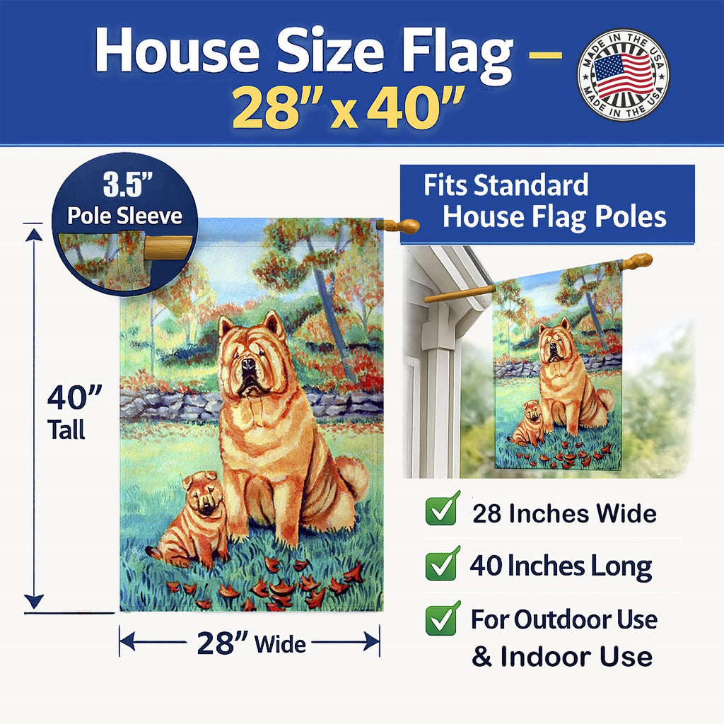 Chow Chow Momma's Love House Flag 28x40 Porch Sleeve Pole Decorative Outside Yard Banner Artwork Wall Hanging, Polyester
