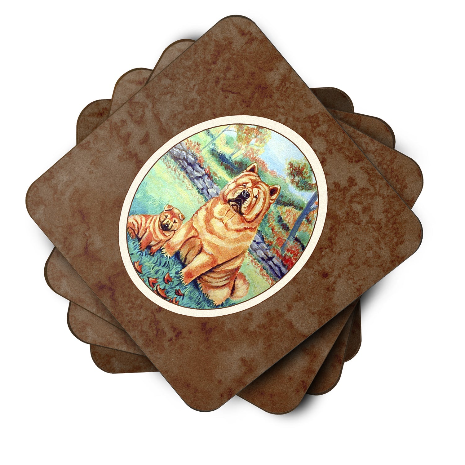 Chow Chow Momma's Love Foam Coasters Set of 4 Cup Coasters for Indoor Outdoor, Tabletop Protection, Anti Slip, Mouse pad Material