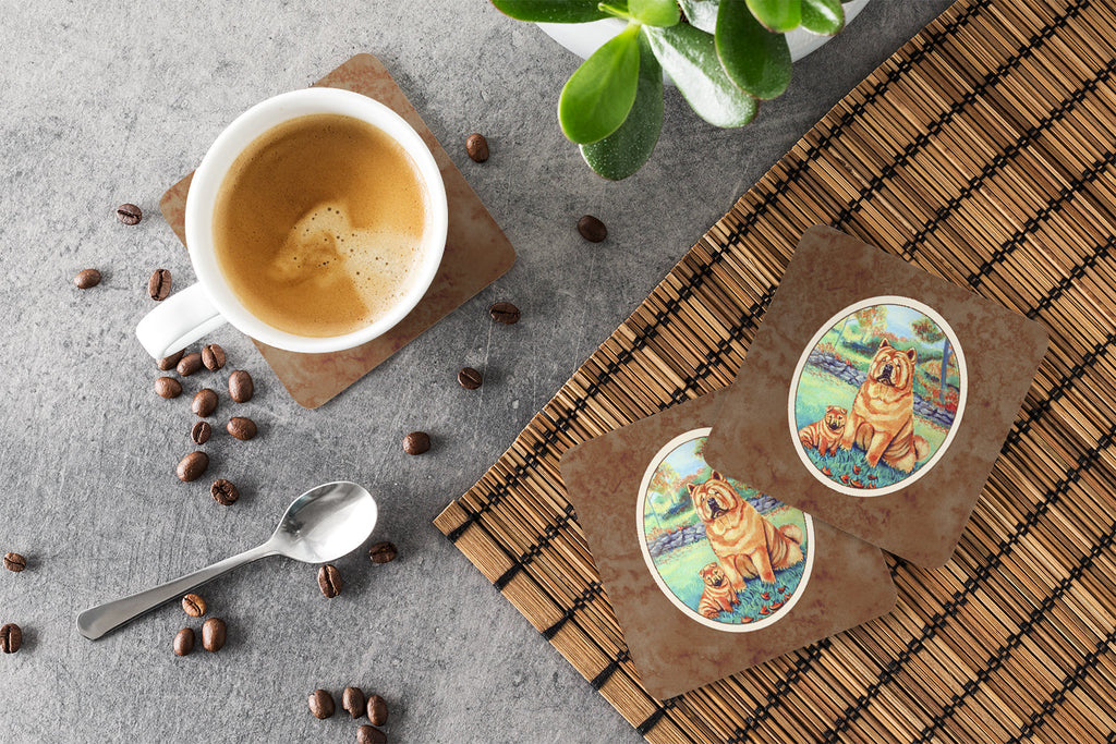 Chow Chow Momma's Love Foam Coasters Set of 4 Cup Coasters for Indoor Outdoor, Tabletop Protection, Anti Slip, Mouse pad Material
