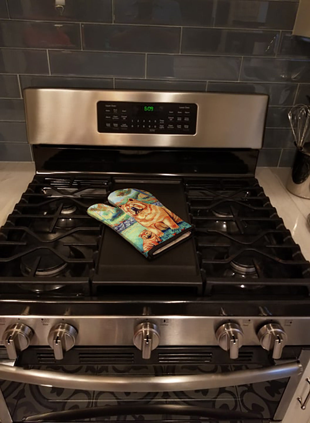 Chow Chow Momma's Love Oven Mitt Heat Resistant Thick Oven Mitt for Hot Pans and Oven, Kitchen Mitt Protect Hands, Cooking Baking Glove