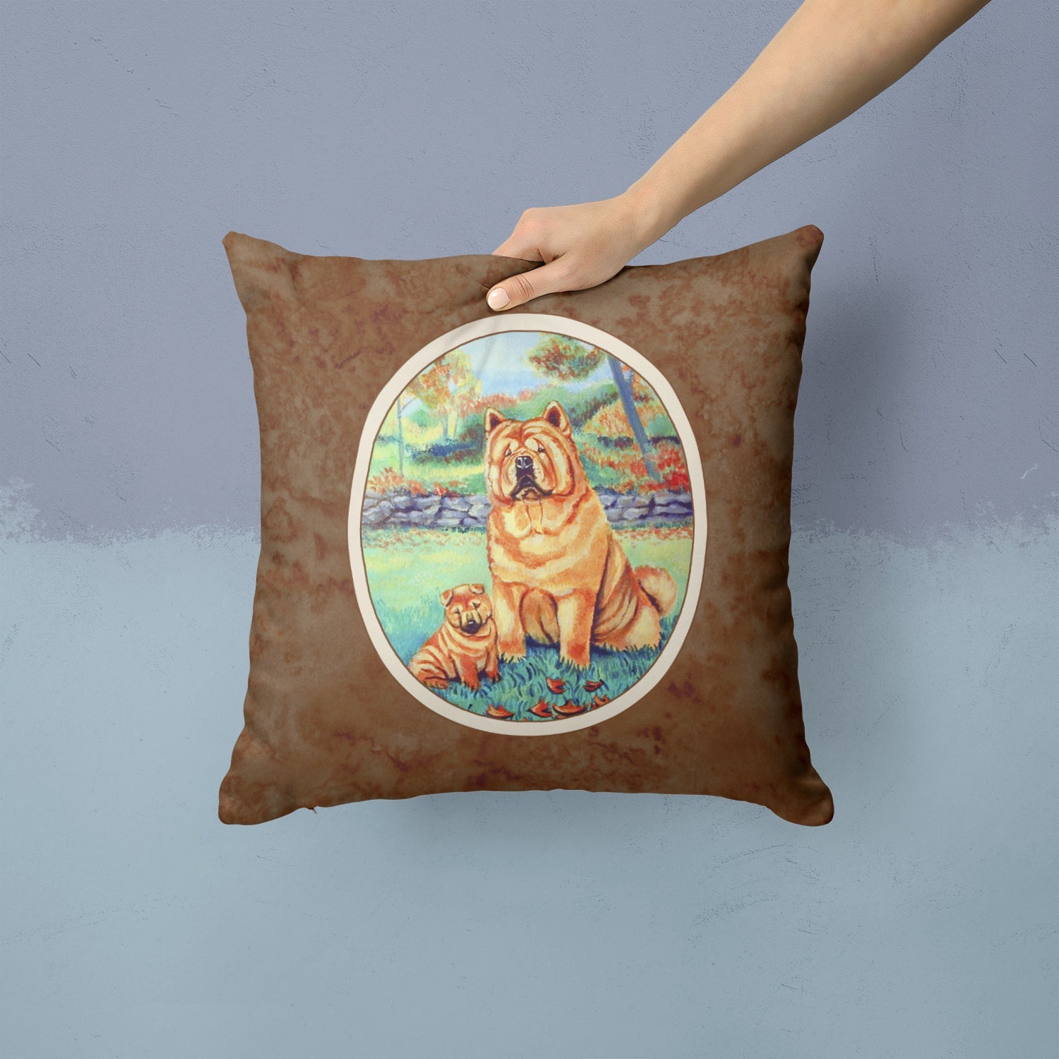 Chow Chow Momma's Love Decorative Throw Pillow 14x14 Indoor Outdoor Accent Cushion, Fabric Cover with Insert for Sofa, Bed, Porch & Living Room