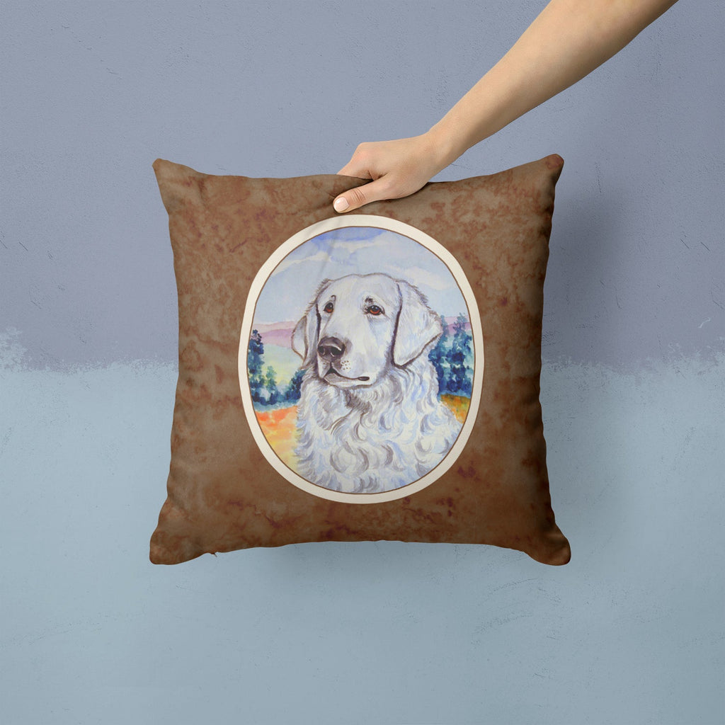 Kuvasz Decorative Throw Pillow 14x14 Indoor Outdoor Accent Cushion, Fabric Cover with Insert for Sofa, Bed, Porch & Living Room