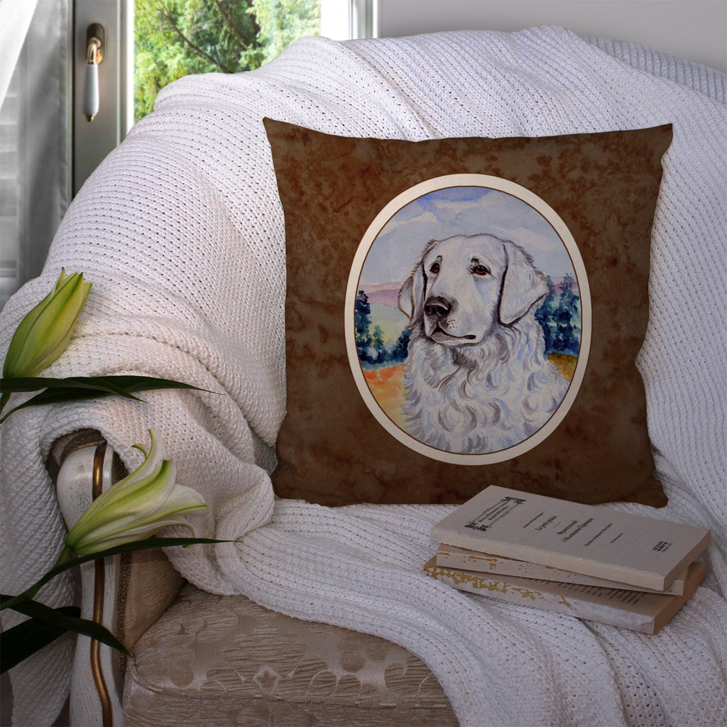 Kuvasz Decorative Throw Pillow 14x14 Indoor Outdoor Accent Cushion, Fabric Cover with Insert for Sofa, Bed, Porch & Living Room
