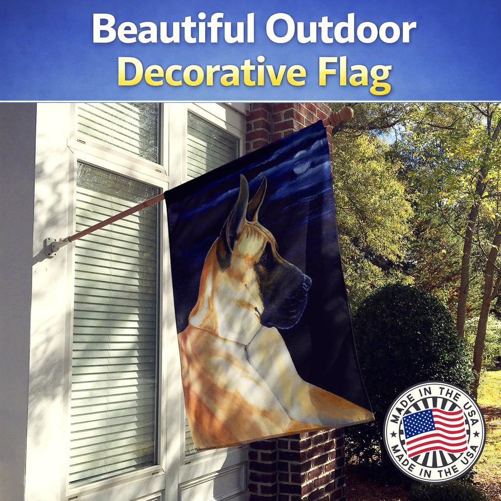 Fawn Great Dane in the Moonlight House Flag 28x40 Porch Sleeve Pole Decorative Outside Yard Banner Artwork Wall Hanging, Polyester