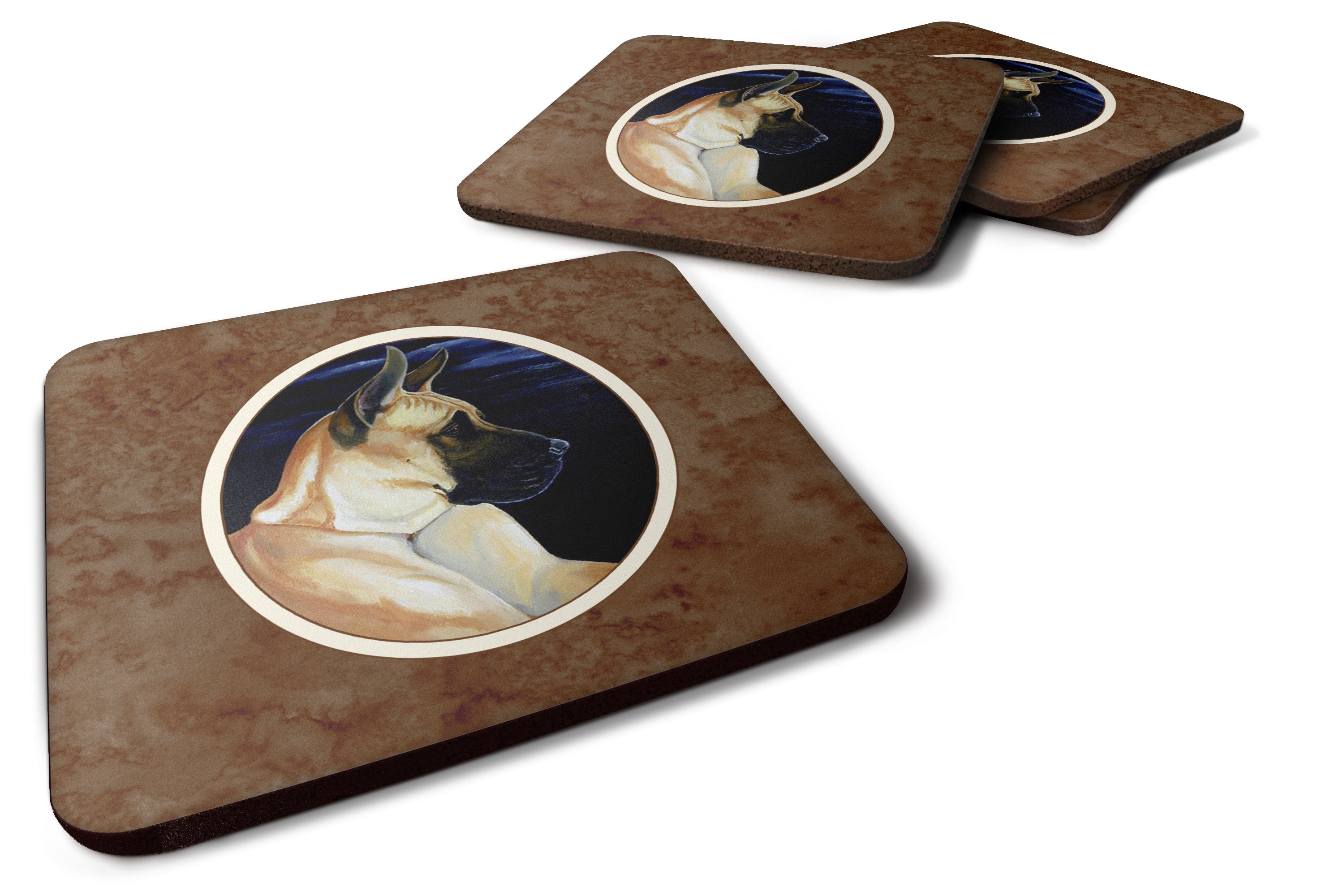 Fawn Great Dane in the Moonlight Foam Coasters Set of 4 Cup Coasters for Indoor Outdoor, Tabletop Protection, Anti Slip, Mouse pad Material