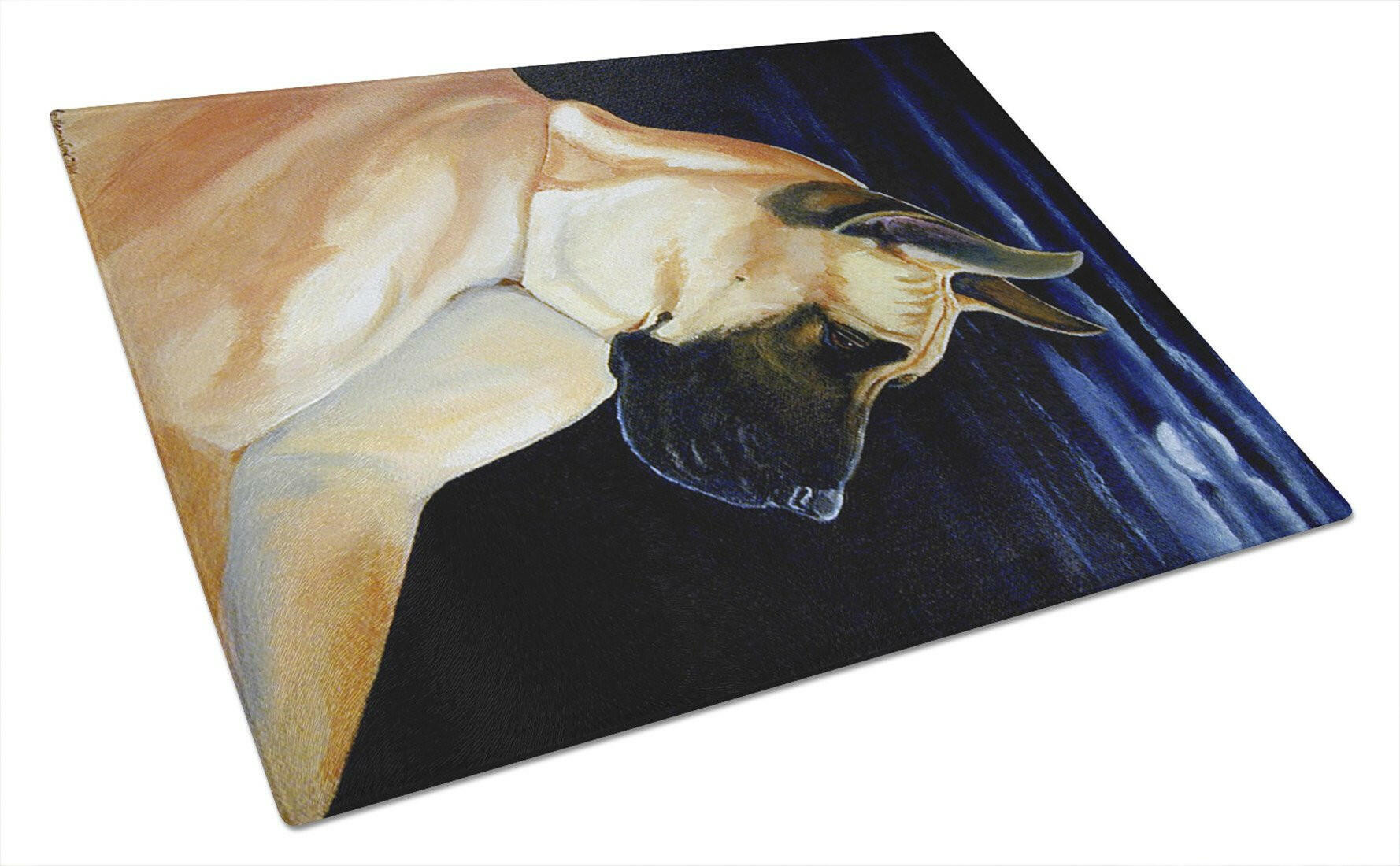 Fawn Great Dane in the Moonlight Cutting Board Tempered Glass Kitchen Cutting Surface, Heat Resistant Chopping, Non-Slip Feet, Food Prep & Serving