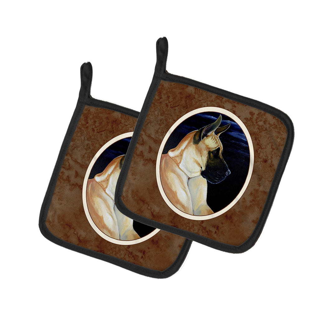 Fawn Great Dane in the Moonlight Pot Holder Set of 2 Heat Resistant Quilted Hot Pads 7.5 x 7.5 Inch, Insulated Kitchen Trivets for Cooking & Baking