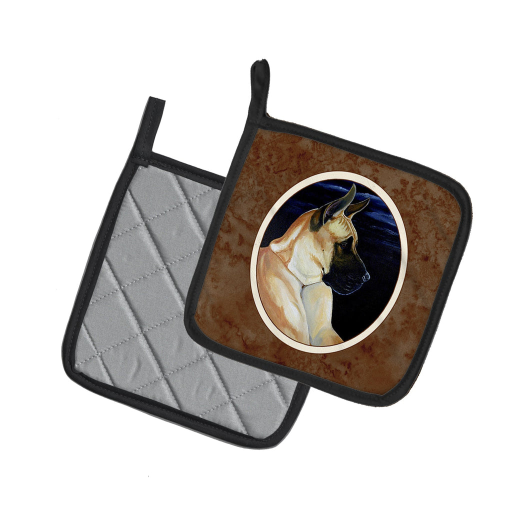 Fawn Great Dane in the Moonlight Pot Holder Set of 2 Heat Resistant Quilted Hot Pads 7.5 x 7.5 Inch, Insulated Kitchen Trivets for Cooking & Baking