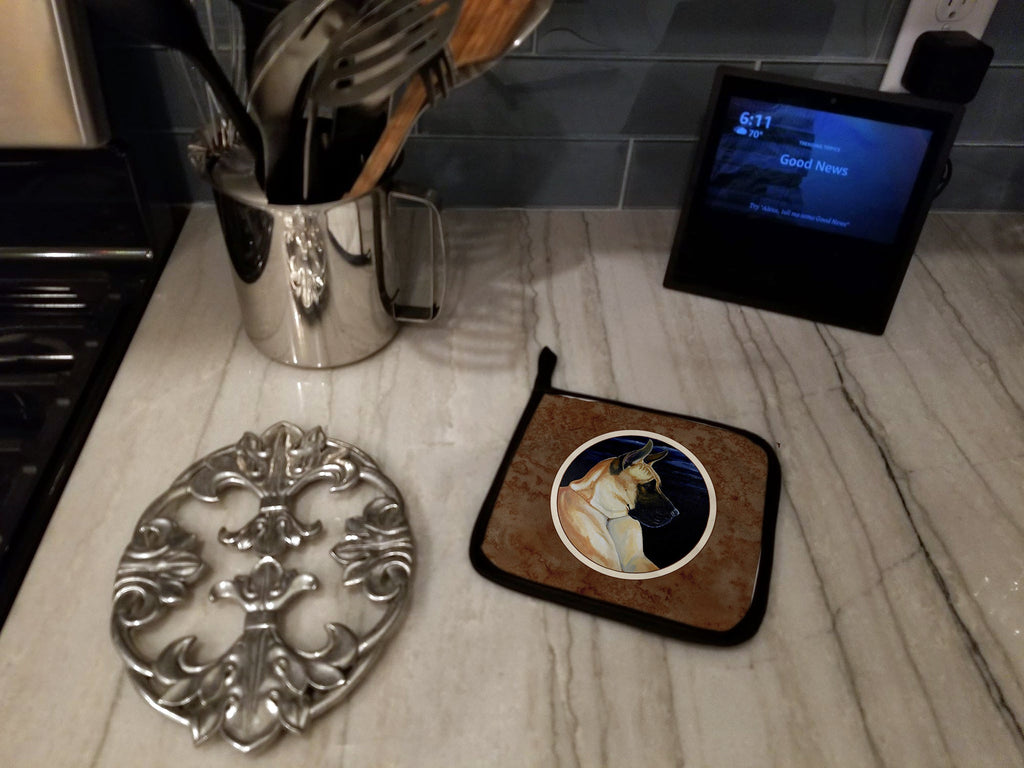 Fawn Great Dane in the Moonlight Pot Holder Set of 2 Heat Resistant Quilted Hot Pads 7.5 x 7.5 Inch, Insulated Kitchen Trivets for Cooking & Baking