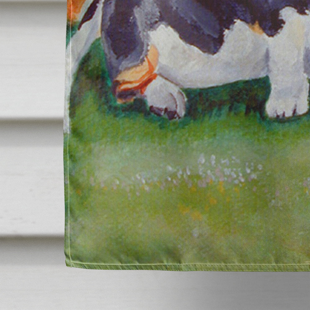 Basset Hound Double Trouble House Flag 28x40 Porch Sleeve Pole Decorative Outside Yard Banner Artwork Wall Hanging, Polyester