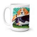 Basset Hound Double Trouble Ceramic Coffee Mug 15 oz Decorative Large C Handle Mug Cup for Tea, Cocoa Hot Chocolate