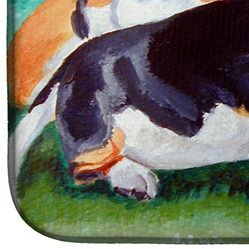 Basset Hound Double Trouble Dish Drying Mat Absorbent Dish Drying Mat Pad for Kitchen Counter Dish Drainer Mat for Countertop, 14 x 21", Multicolor