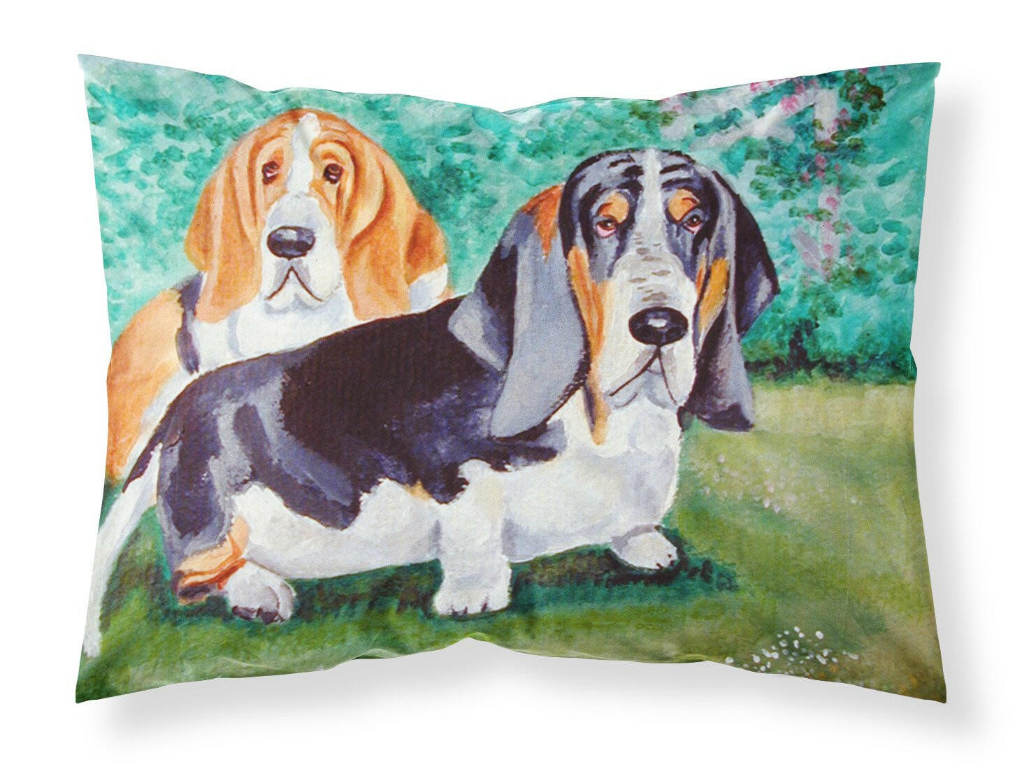 Basset Hound Double Trouble Standard Pillowcase Lightweight Super Soft Easy Care Decorative Artwork Pillowcase, Standard