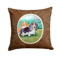 Basset Hound Double Trouble Decorative Throw Pillow 14x14 Indoor Outdoor Accent Cushion, Fabric Cover with Insert for Sofa, Bed, Porch & Living Room