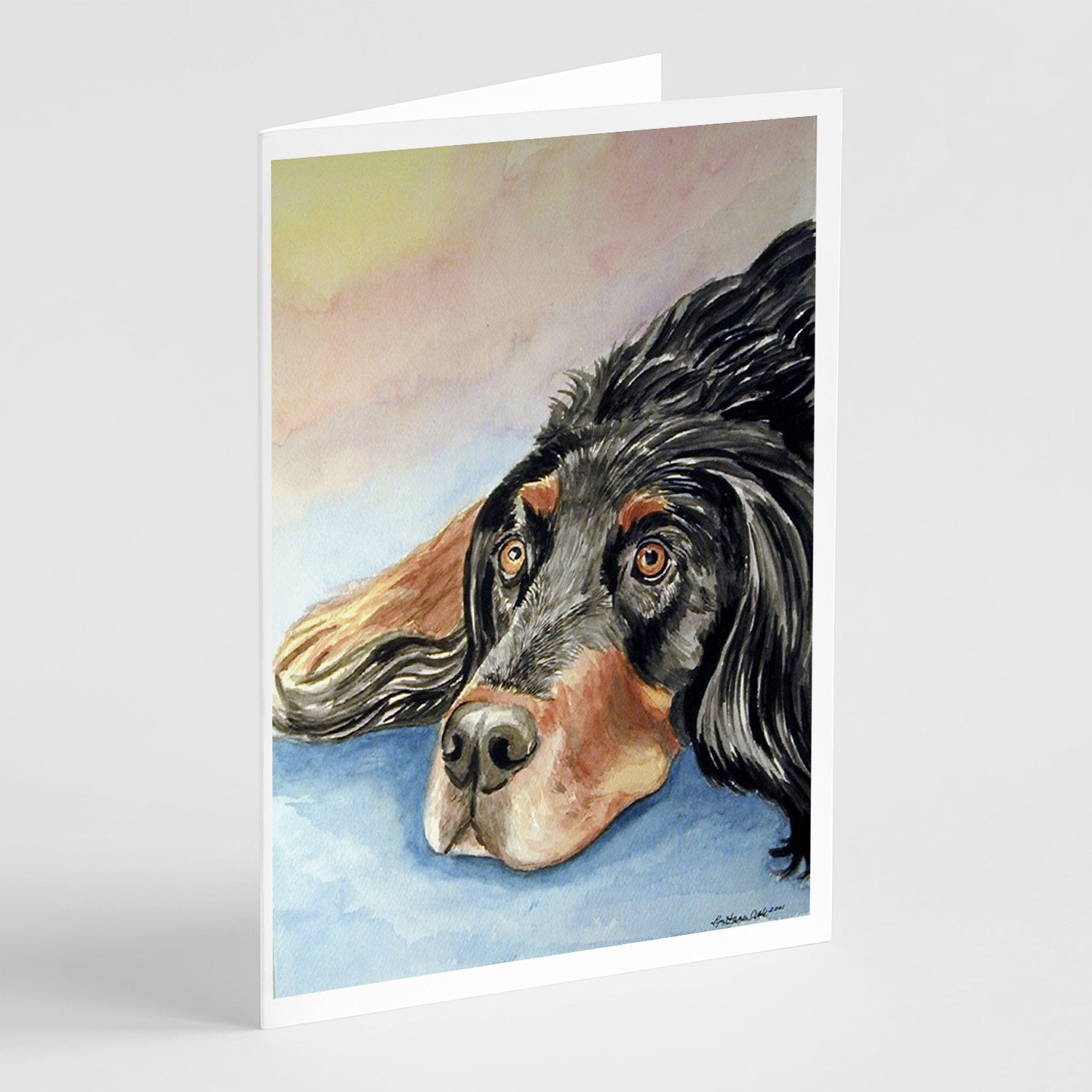 Gordon Setter Waiting on Mom Greeting Cards Pack of 8 Blank Cards with Envelopes Whimsical A7 Size 5x7